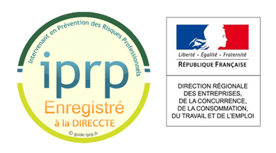 Marque IPRP : intervenant en prévention des risques professionnels, enregistré auprès de l'administration du travail